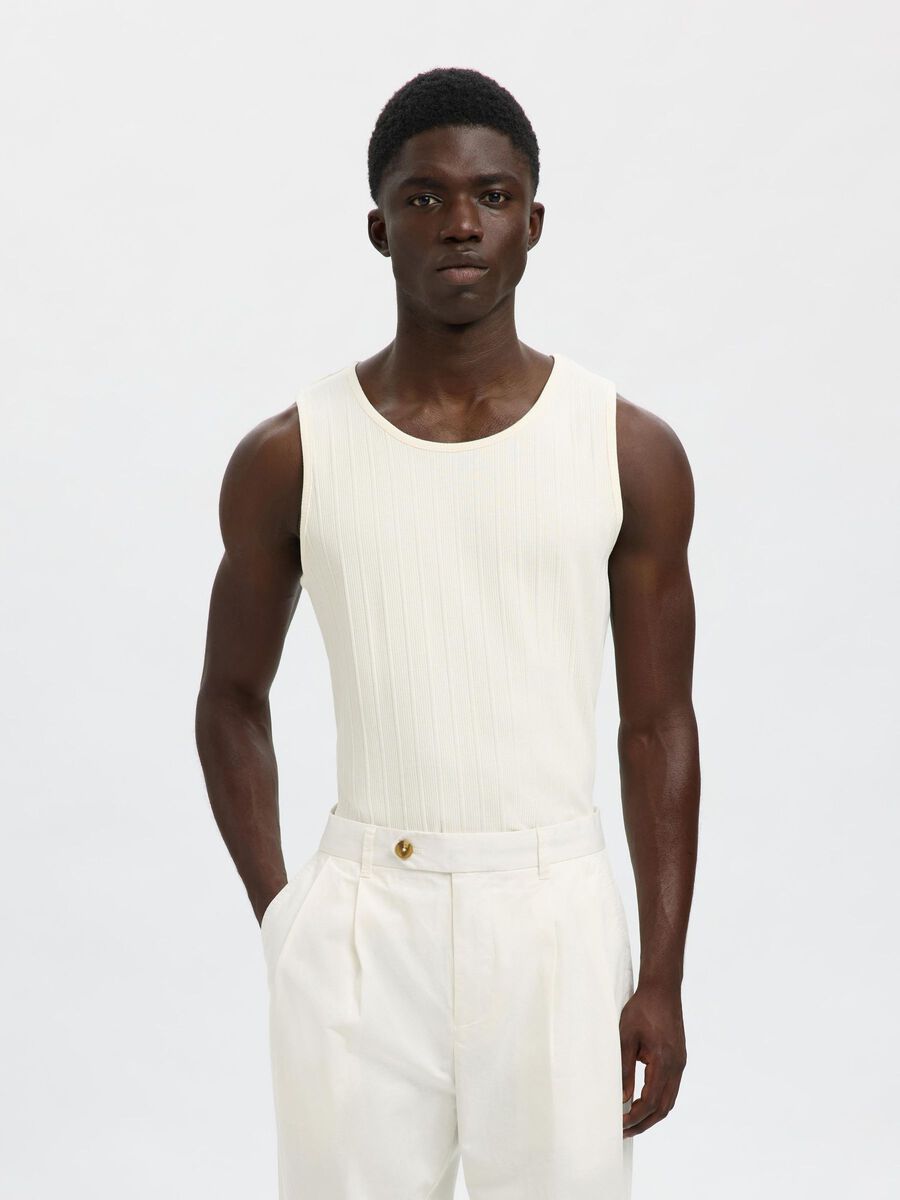 Selected RIBBED COTTON TANK TOP, Egret, highres - 16097660_Egret_003.jpg