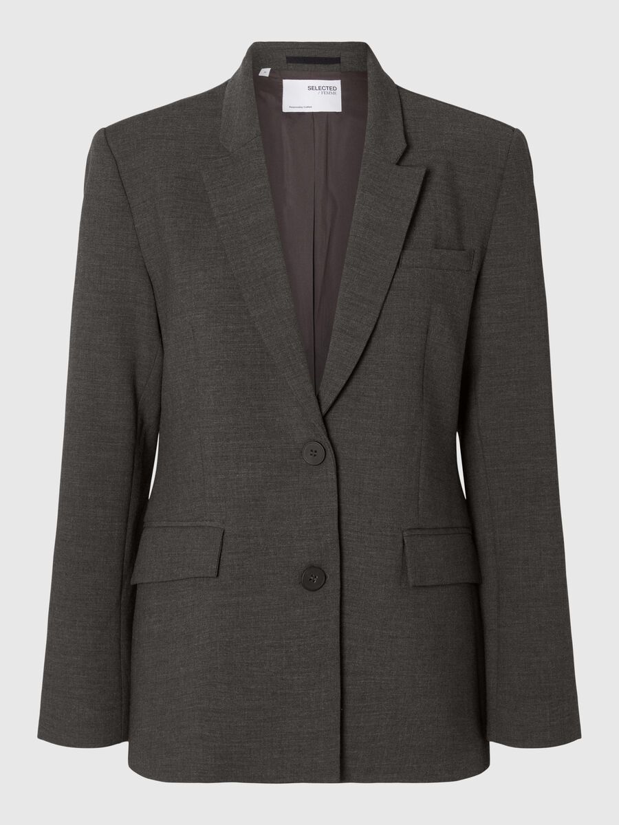 Selected CLASSIQUE EN VISCOSE MÉLANGÉE BLAZER, Dark Grey Melange, highres - 16094208_DarkGreyMelange_1112541_001.jpg