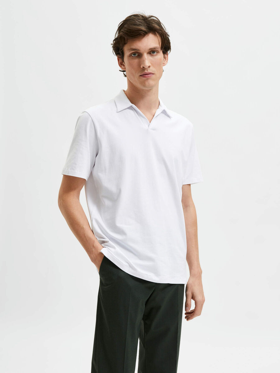 Selected SHORT SLEEVED POLO SHIRT, Bright White, highres - 16083385_BrightWhite_003.jpg