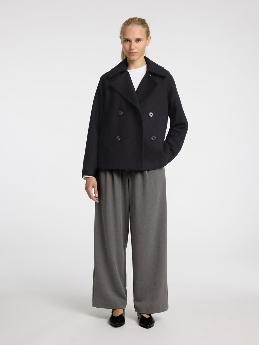 Selected DOUBLE BREASTED SHORT JACKET, Black, highres - 16094217_Black_005.jpg