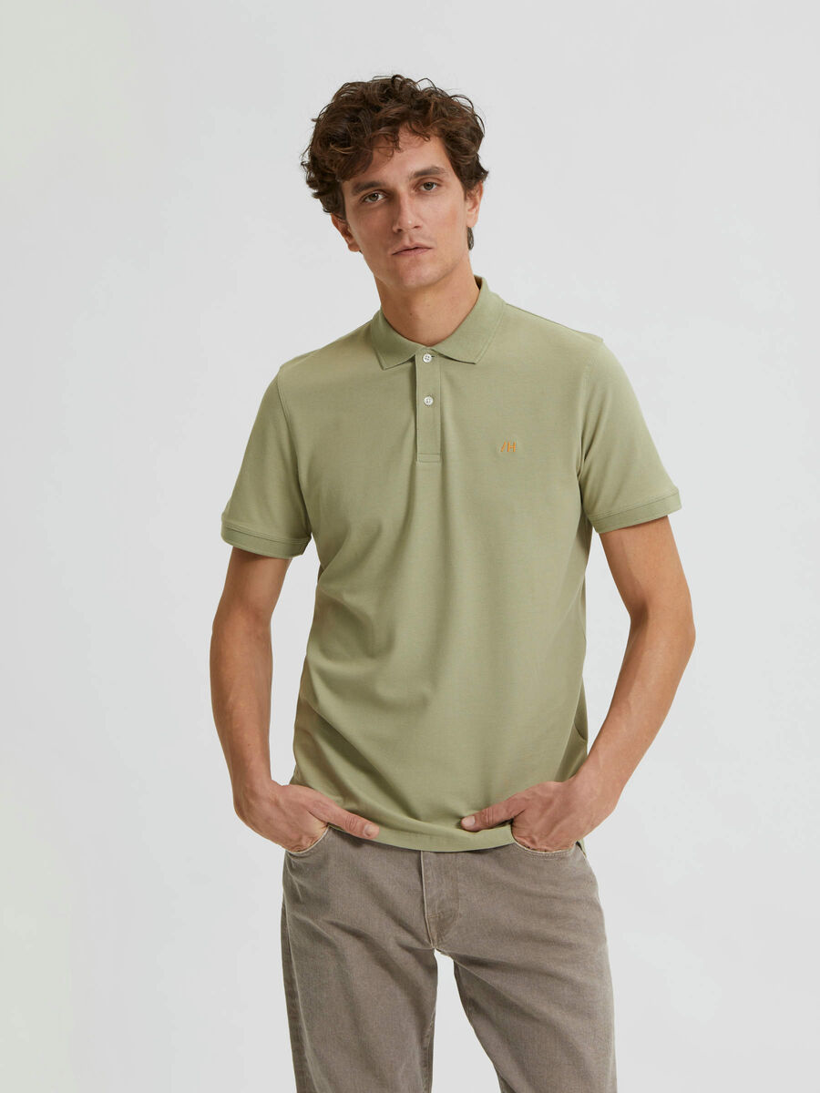 Selected SHORT SLEEVED POLO SHIRT, Tea, highres - 16085910_Tea_956238_003.jpg