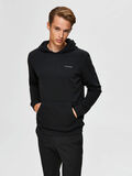 Selected CON TEXTO ESTAMPADO - SUDADERA CON CAPUCHA, Black, highres - 16074554_Black_003.jpg