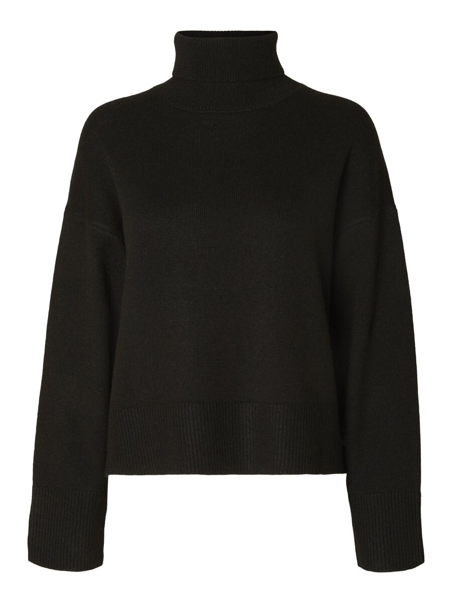 Selected WOLLGEMISCH ROLLKRAGEN PULLOVER, Black, highres - 16093235_Black_001.jpg