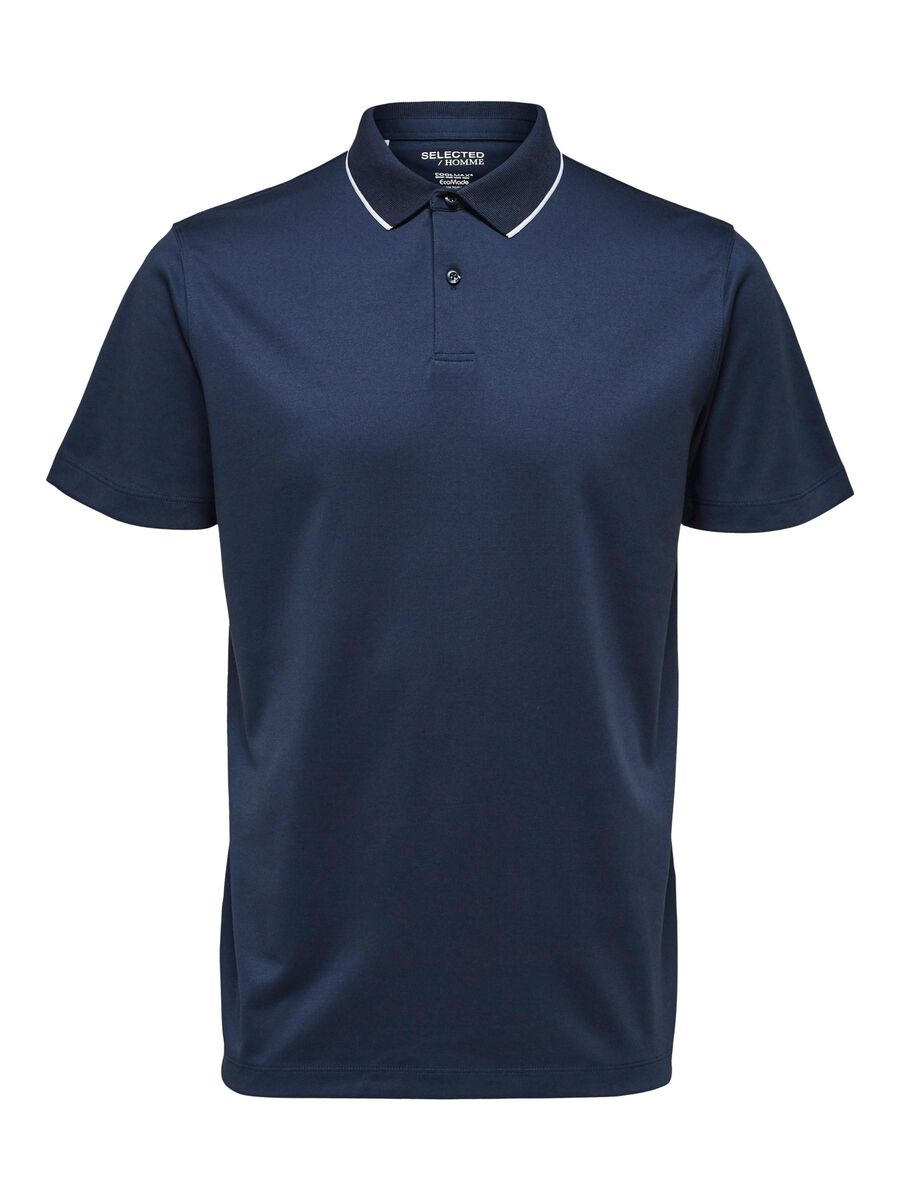 Selected SHORT SLEEVED COOLMAX® POLO SHIRT, Navy Blazer, highres - 16082844_NavyBlazer_001.jpg