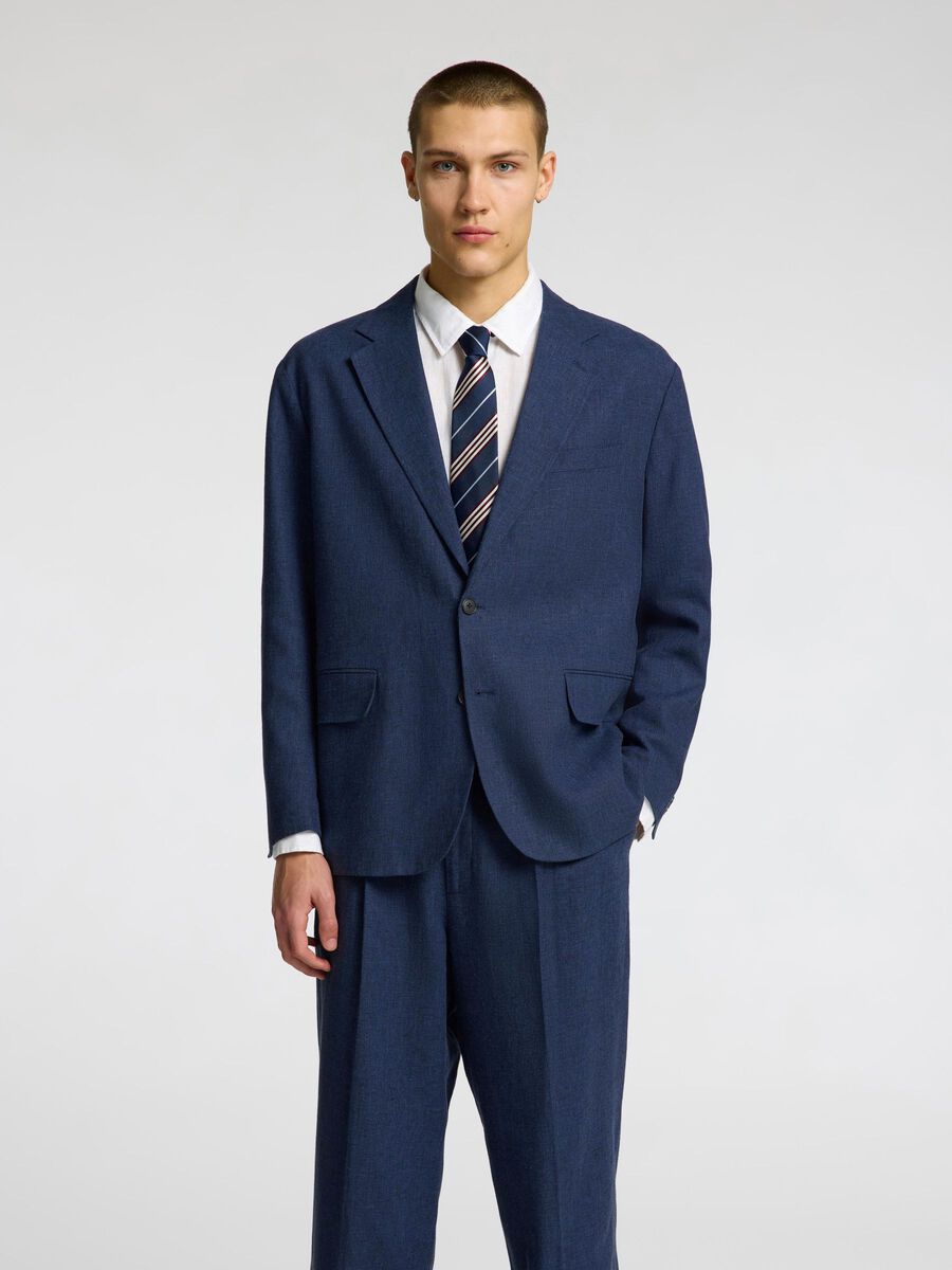 Selected LINEN BLEND SINGLE-BREASTED BLAZER, Outer Space, highres - 16098993_OuterSpace_003.jpg