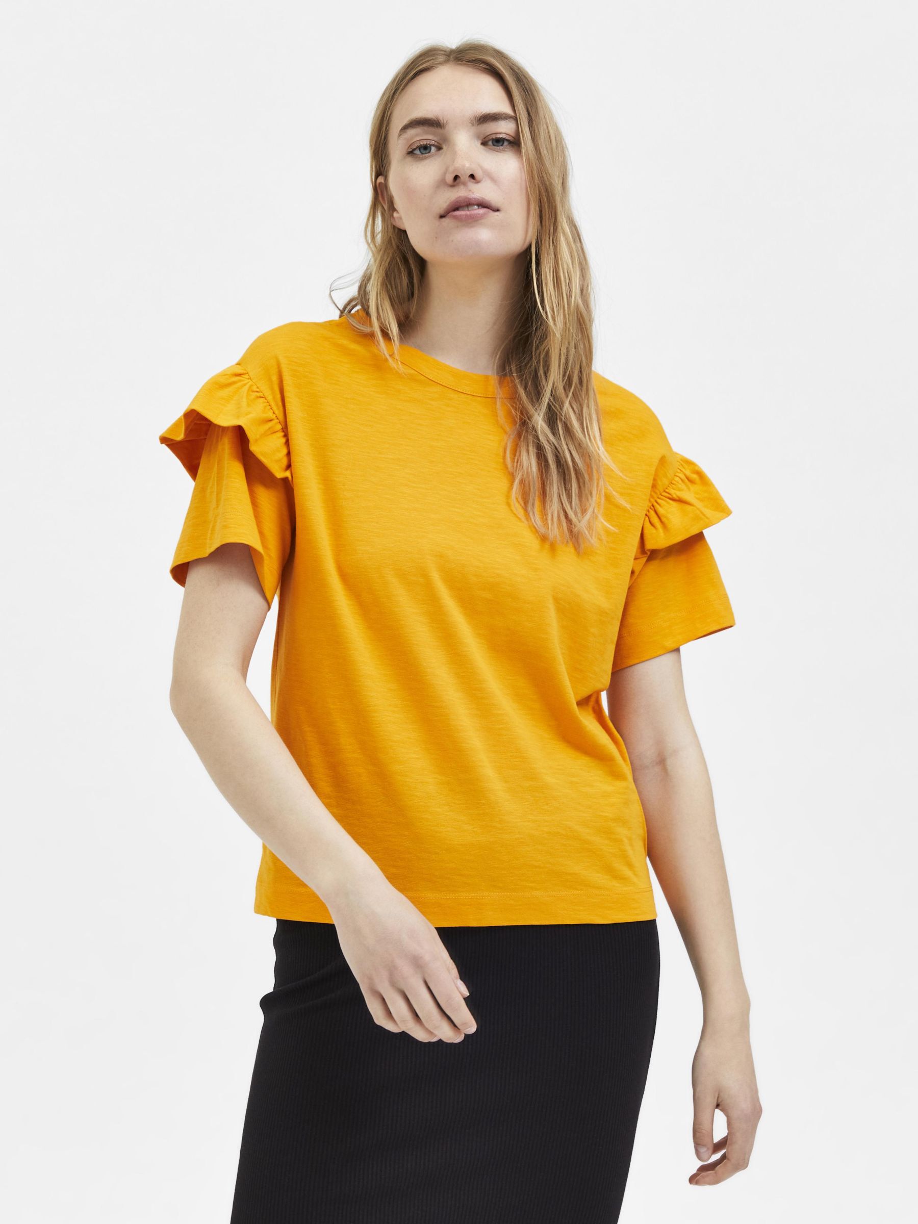 Orange ORGANIC COTTON RUFFLE T-SHIRT 