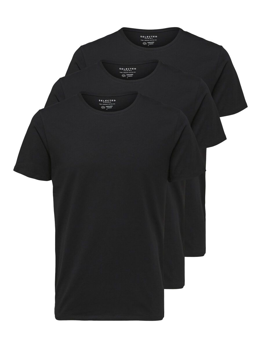 Selected 3-PACK PIMA COTTON T-SHIRT, Black, highres - 16076191_Black_003.jpg