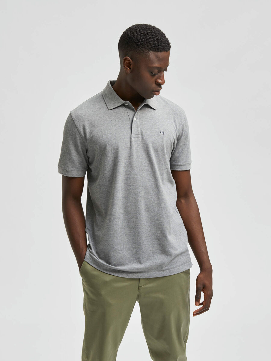 Selected DE MANGA CORTA POLO, Medium Grey Melange, highres - 16082840_MediumGreyMelange_003.jpg