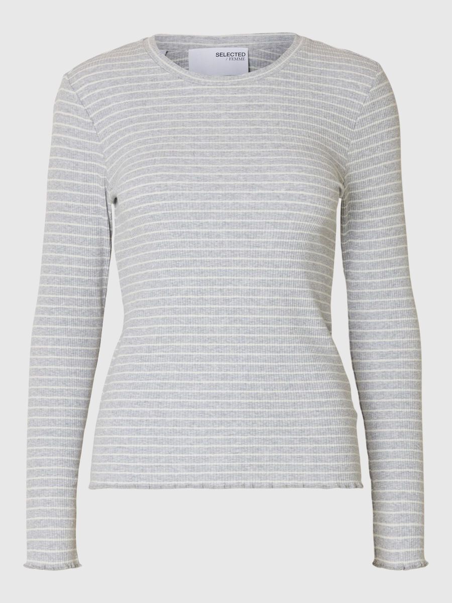 Selected T-SHIRT  Z DŁUGIM RĘKAWEM, Light Grey Melange, highres - 16078946_LightGreyMelange_841417_001.jpg