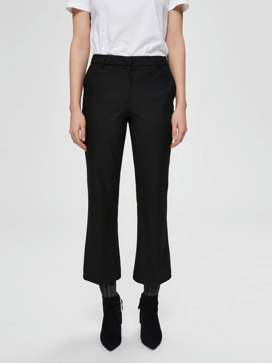 Selected CROPPED FLARED TROUSERS, Black, highres - 16073107_Black_003.jpg