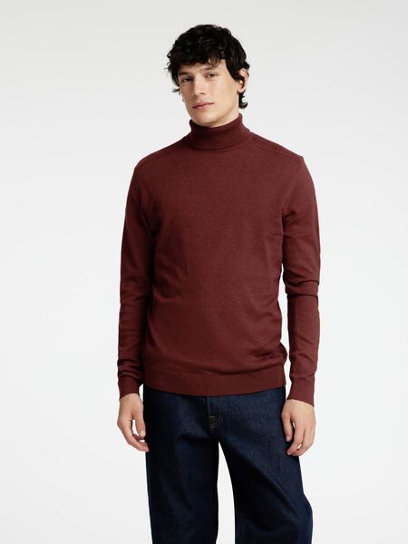 Selected LONG-SLEEVED ROLL NECK PULLOVER, Syrah, highres - 16074684_Syrah_779199_003.jpg