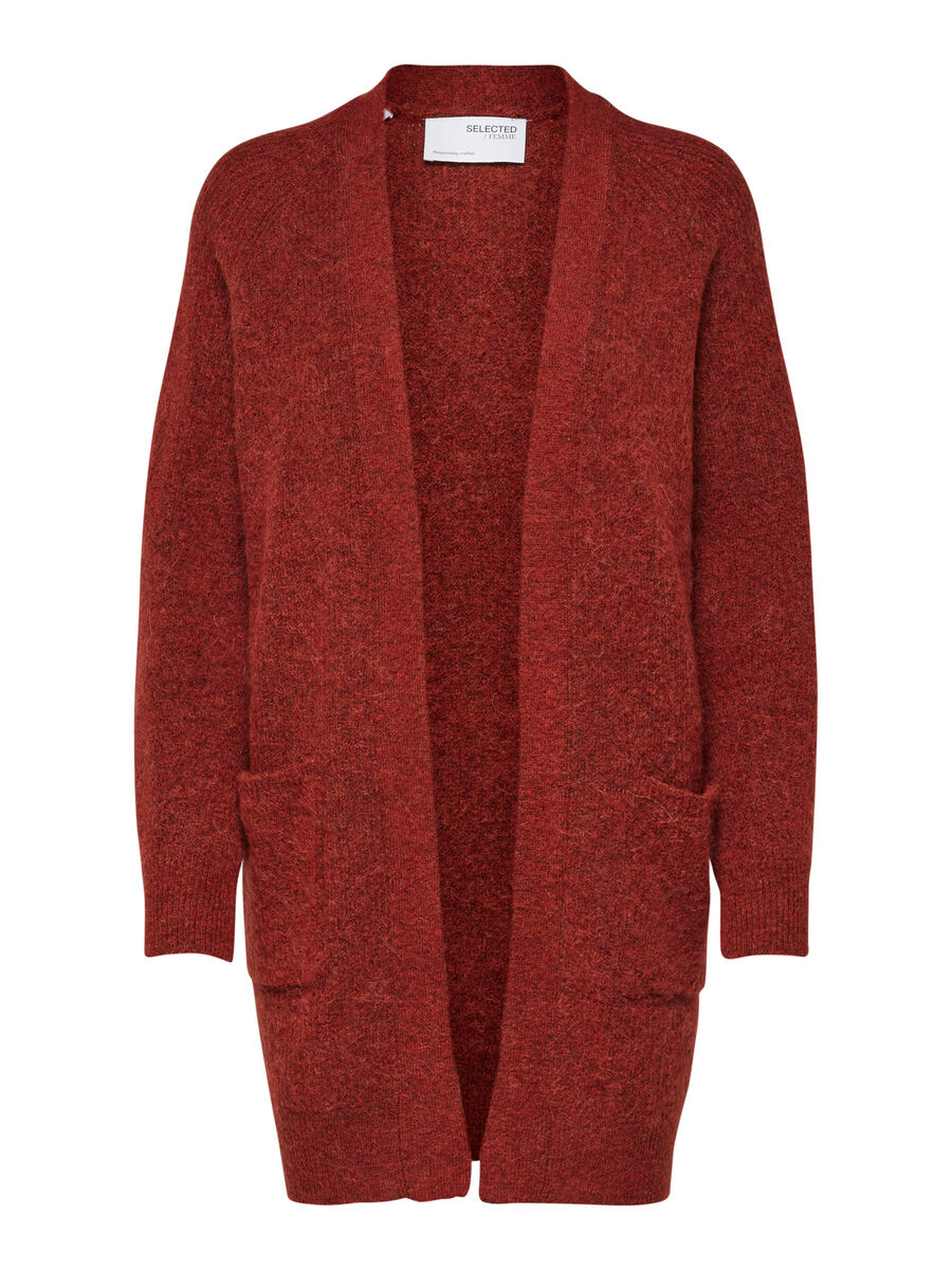Selected LANG STRIKKET CARDIGAN, Chili Oil, highres - 16074480_ChiliOil_773857_001.jpg