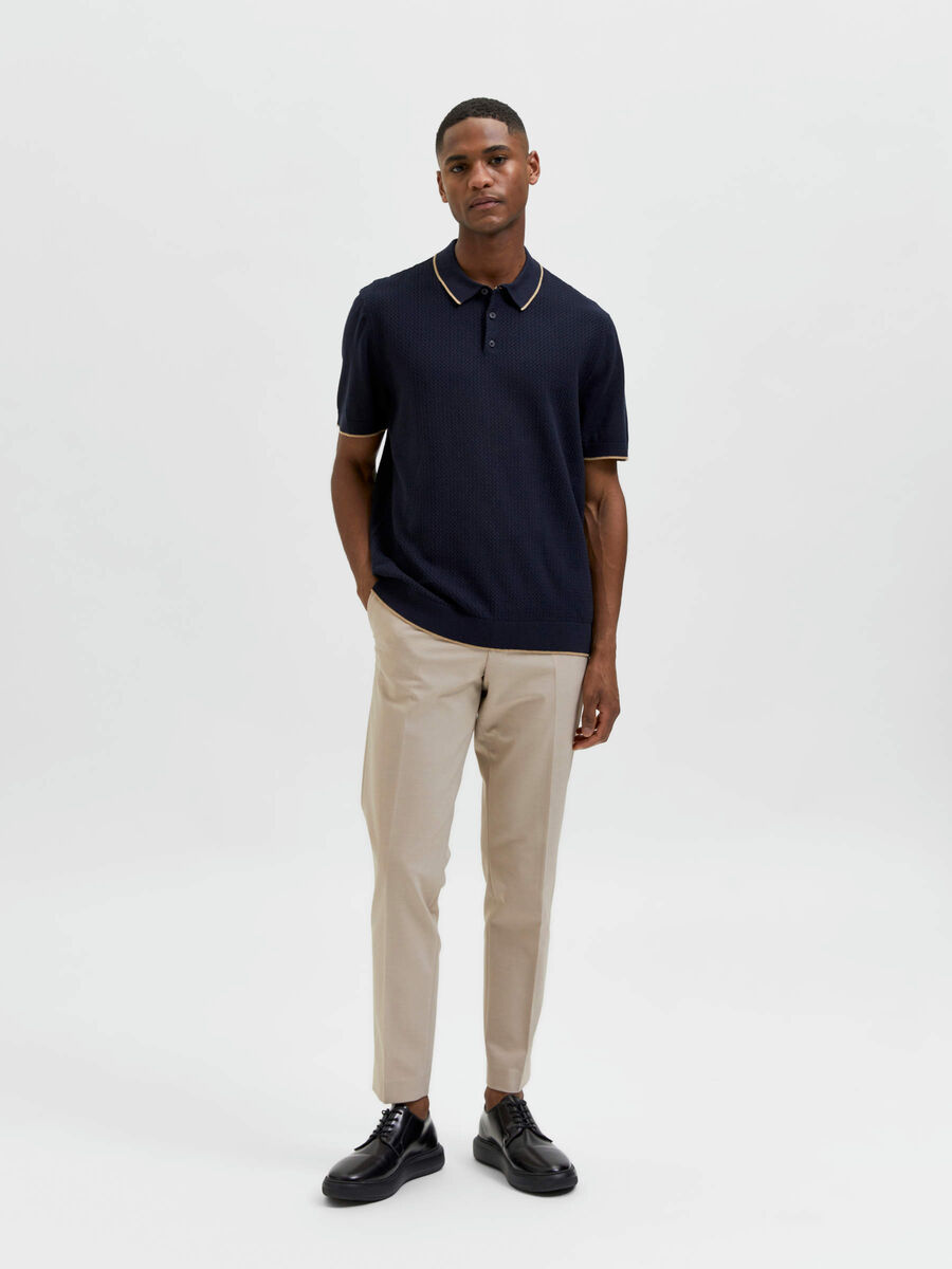 Selected KNITTED POLO SHIRT, Sky Captain, highres - 16083930_SkyCaptain_925256_005.jpg