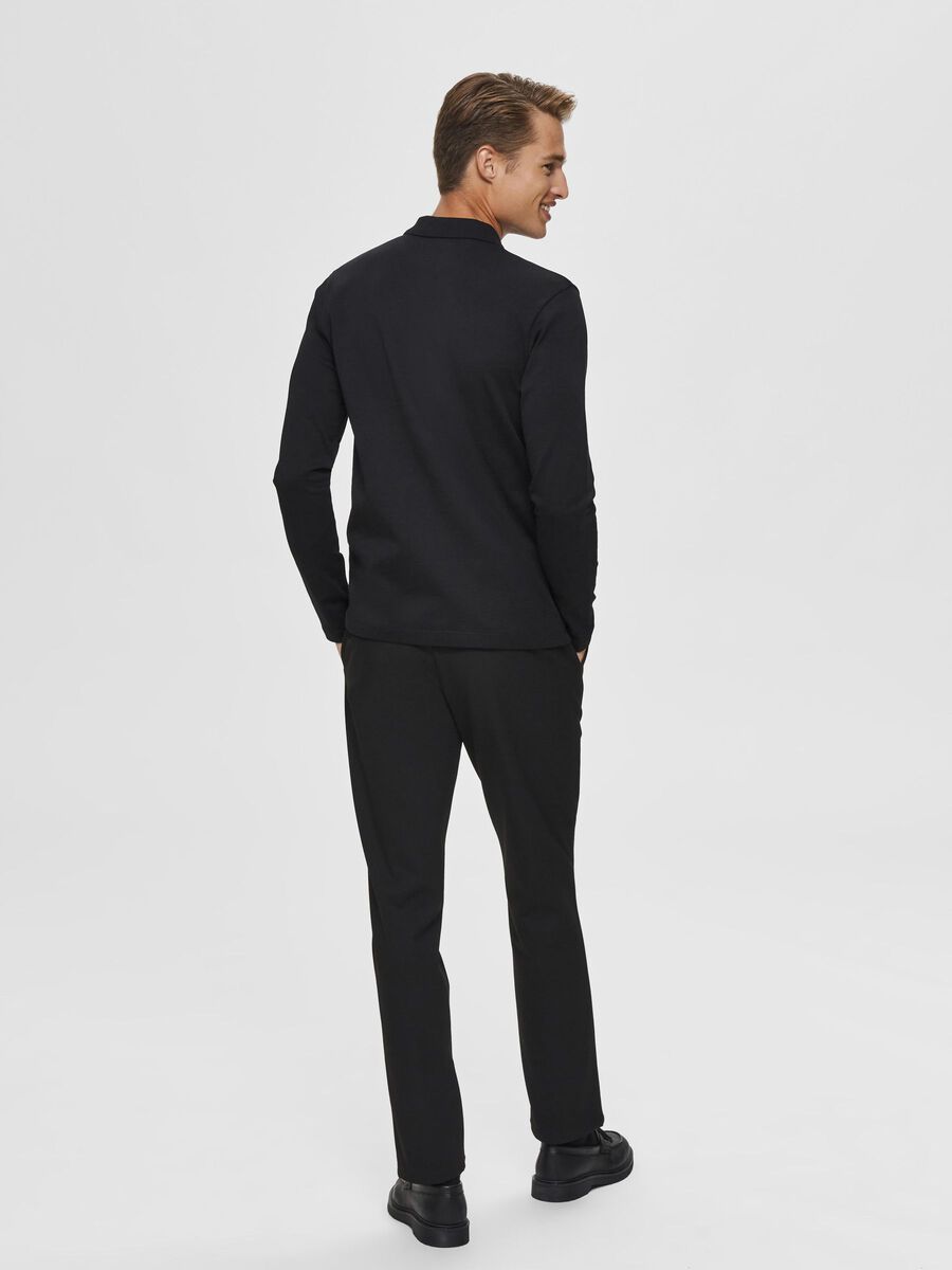 Selected LANGÄRMELIGES POLO SHIRT, Black, highres - 16075838_Black_004.jpg