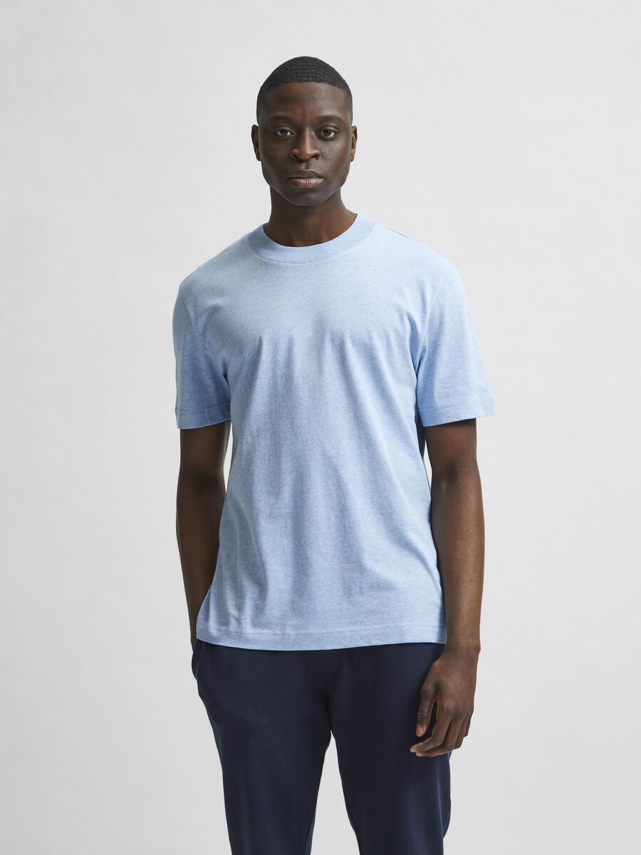 Selected RELAXED FIT MET MOCK-HALS T-SHIRT, Ballad Blue, highres - 16078602_BalladBlue_842020_003.jpg
