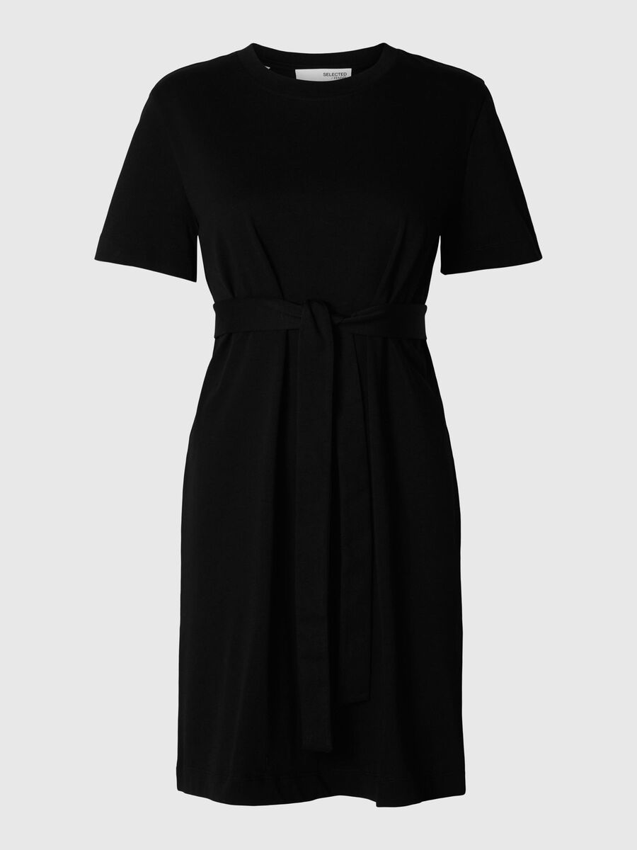 Selected SHORT-SLEEVED MINI DRESS, Black, highres - 16095338_Black_001.jpg