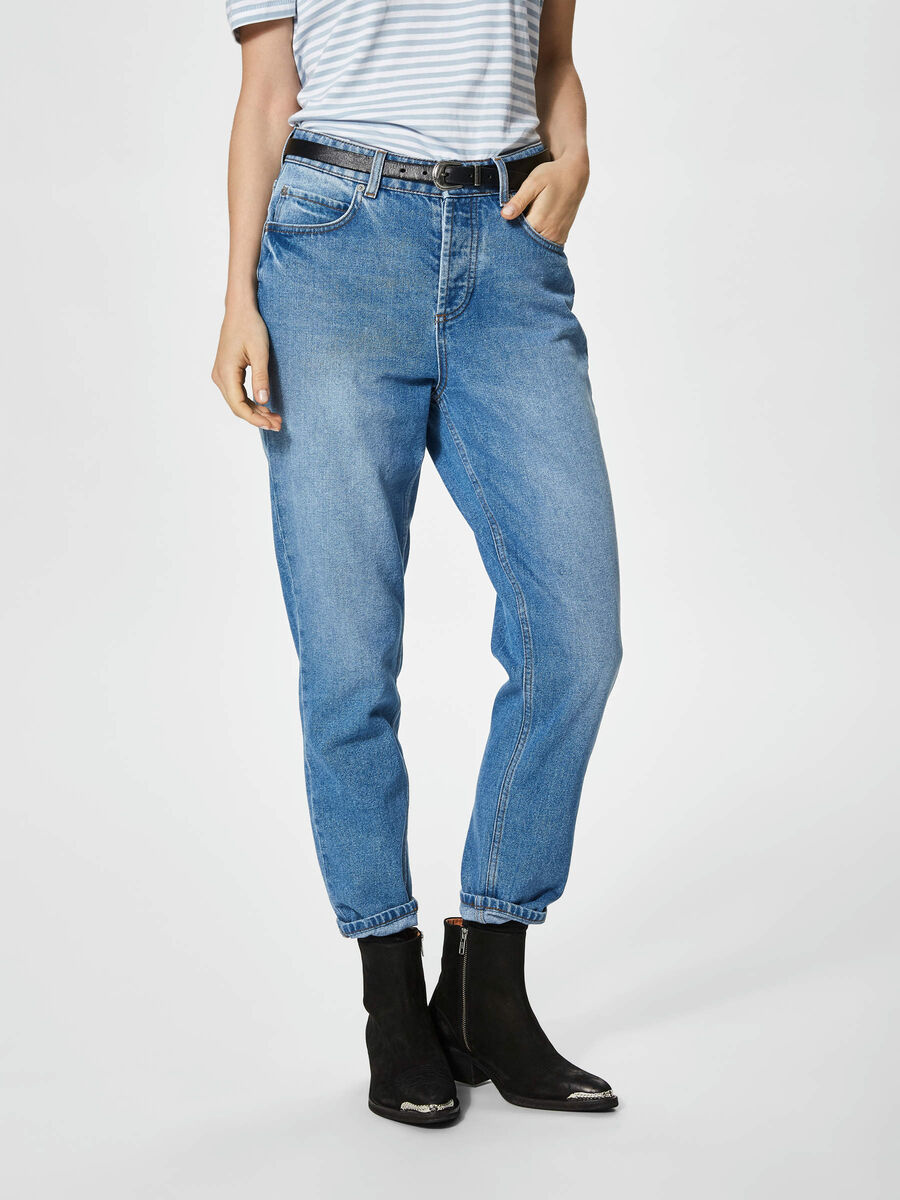 Selected HIGH WAIST - JEAN MOM, Light Blue Denim, highres - 16061049_LightBlueDenim_003.jpg