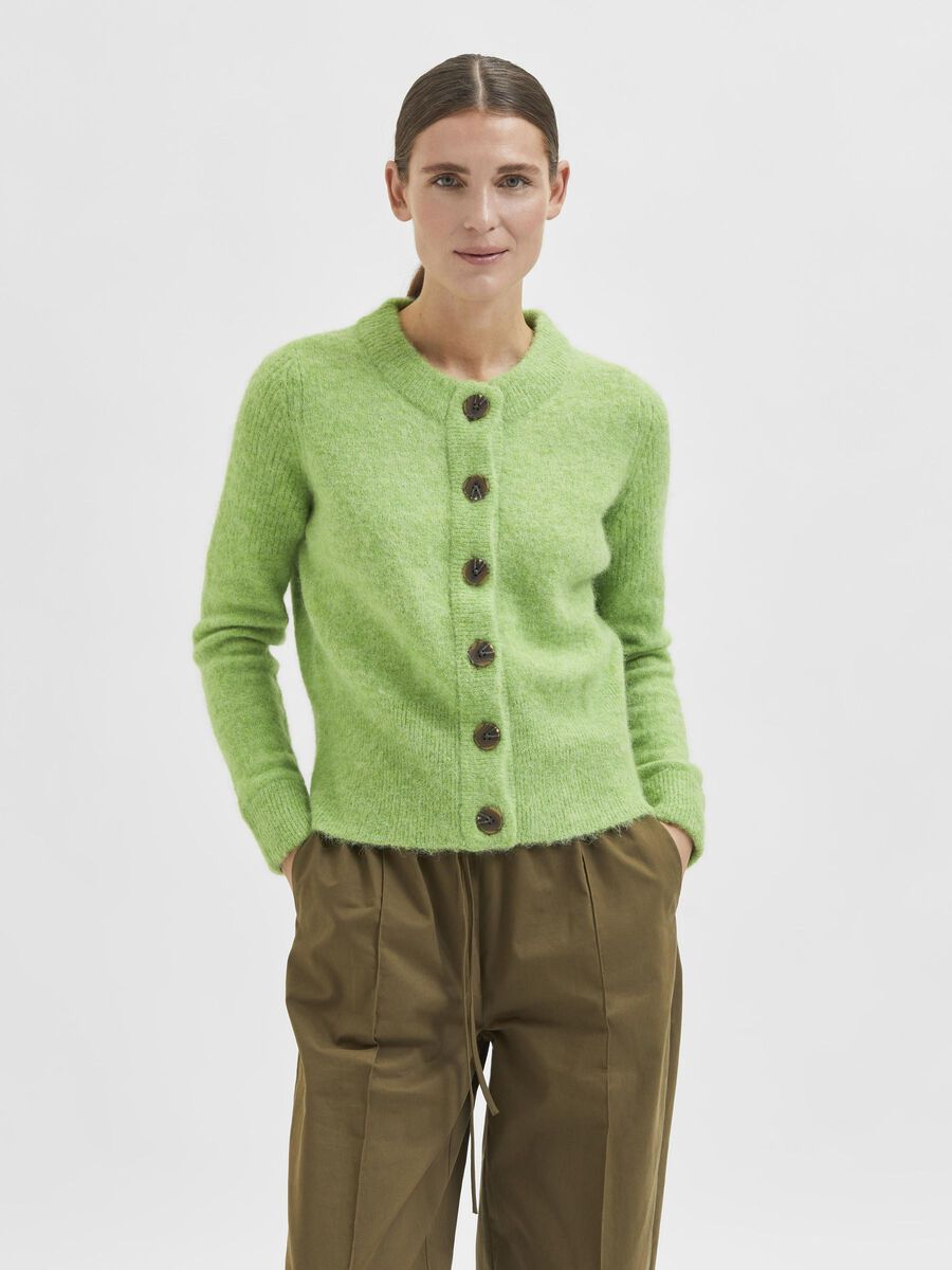 Selected WOOL ALPACA BLEND - KNITTED CARDIGAN, Greenery, highres - 16065511_Greenery_784607_003.jpg