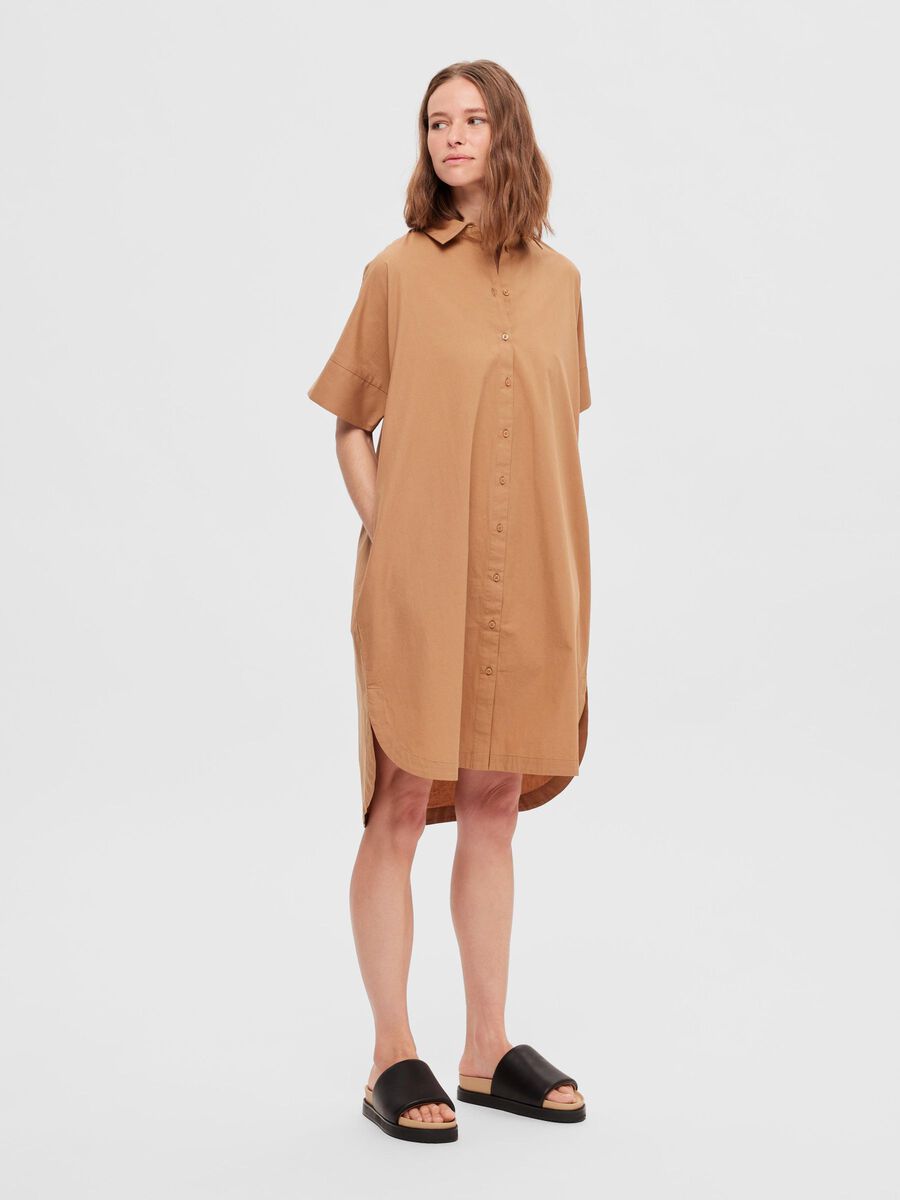 Selected COTTON SHIRT DRESS, Tigers Eye, highres - 16092160_TigersEye_003.jpg