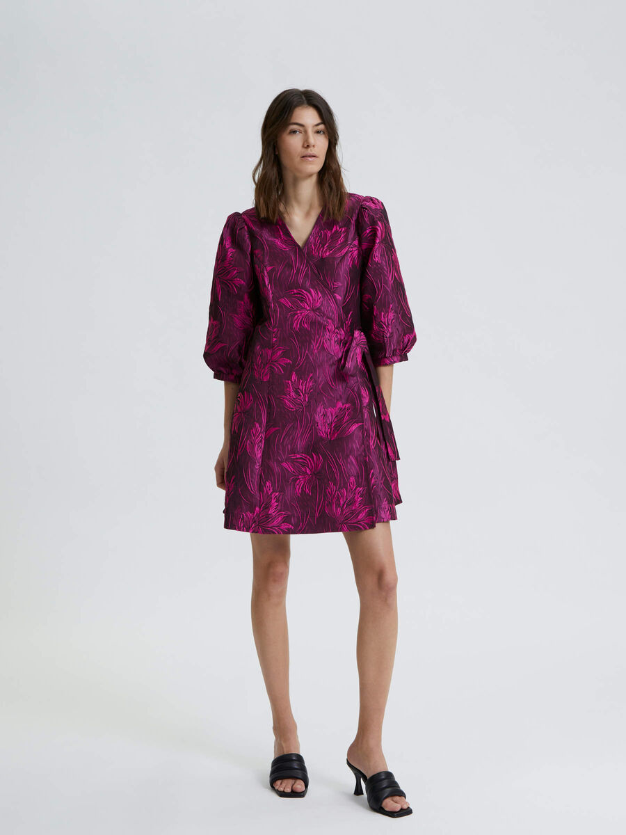 Selected MANCHES BOUFFANTES ROBE CACHE-CŒUR, Very Berry, highres - 16087019_VeryBerry_005.jpg