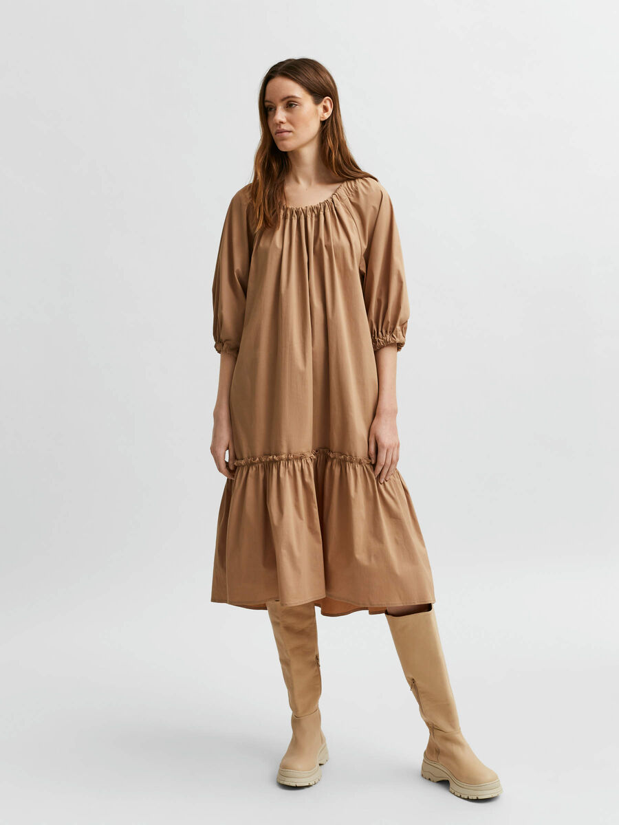 Selected LOOSE FIT POPLIN DRESS, Tigers Eye, highres - 16081430_TigersEye_003.jpg