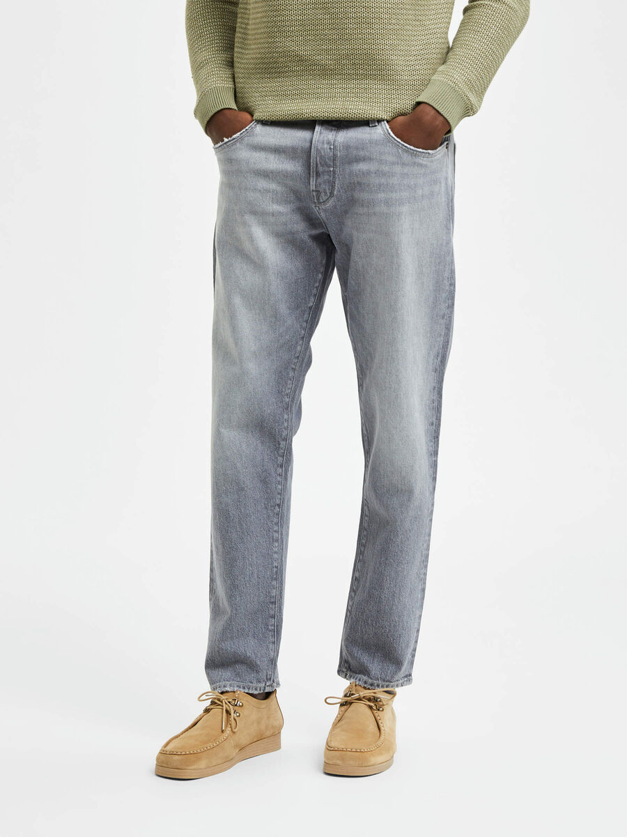 Selected 172 SLIM TAPERED FIT JEANS, Light Grey Denim, highres - 16083083_LightGreyDenim_003.jpg