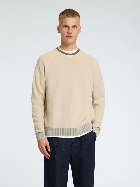 Selected 100% COTTON CREWNECK JUMPER, Oatmeal, highres - 16095628_Oatmeal_1142497_003.jpg