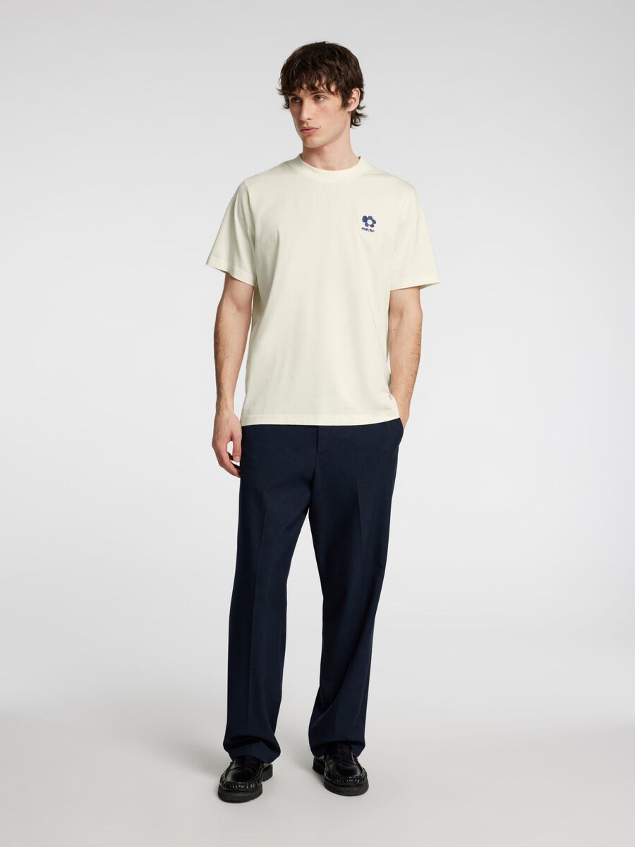 Selected BESTICKTES T-SHIRT, Egret, highres - 16096779_Egret_005.jpg