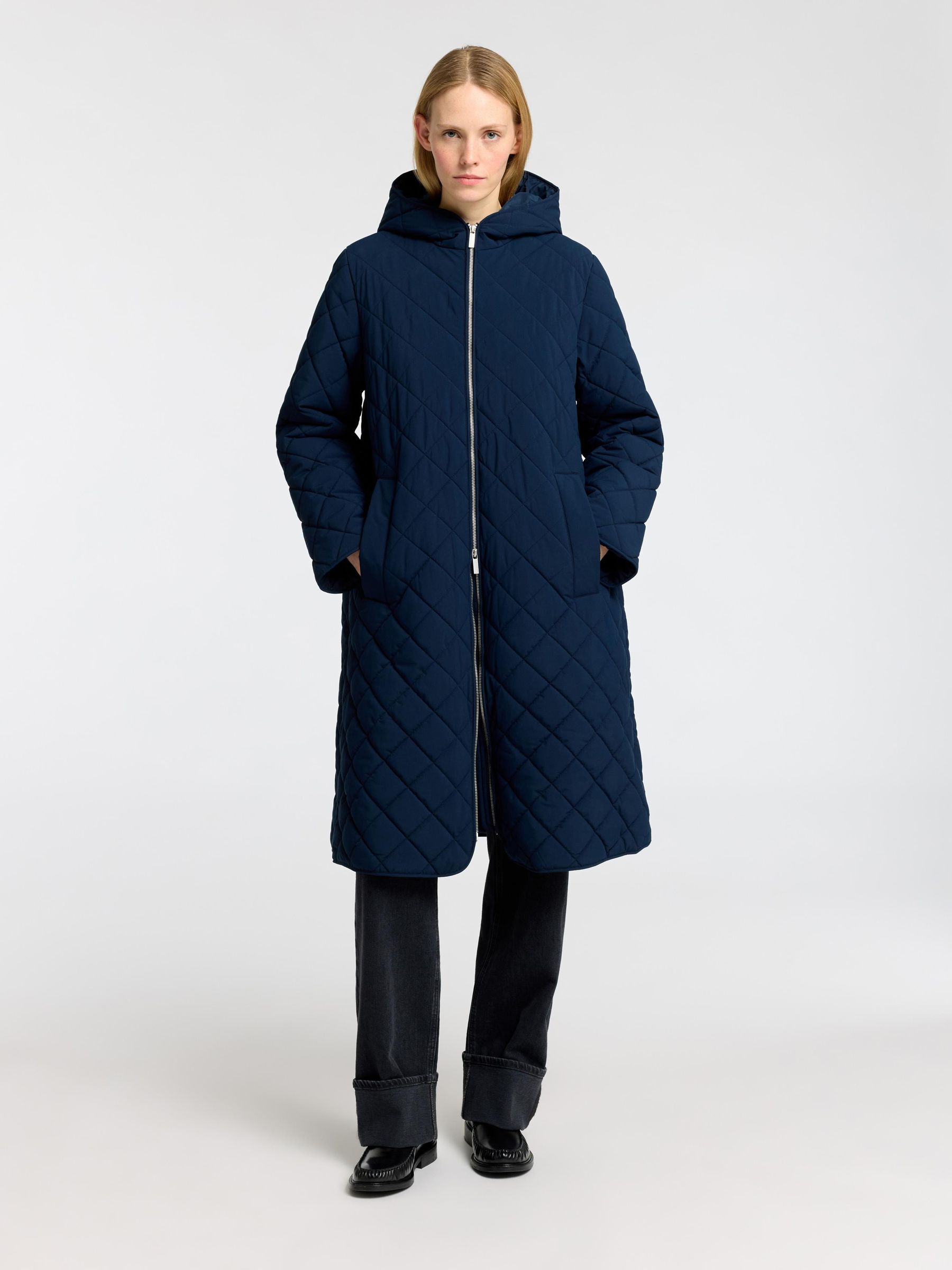 LONG QUILTED JACKET Blue SELECTED FEMME
