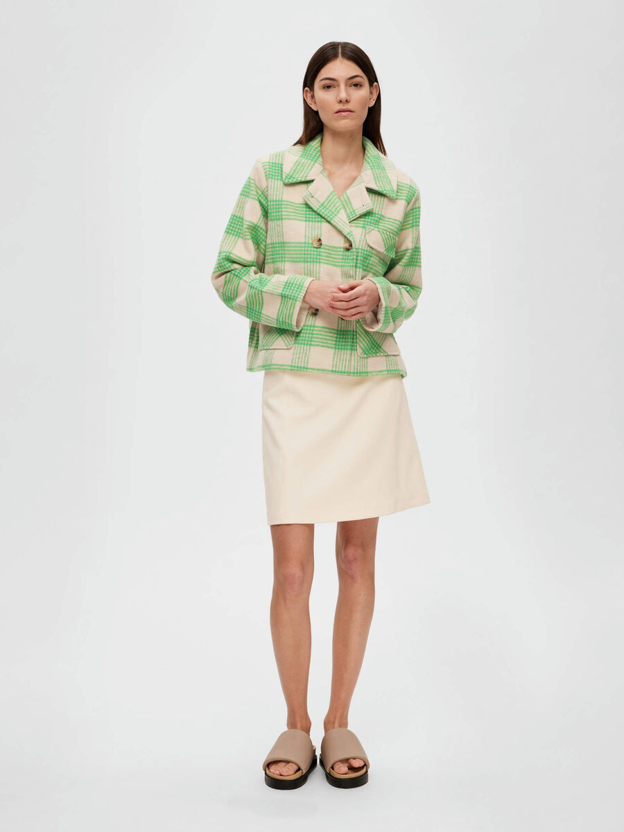 Selected CHECKED LONG SLEEVED VESTE COURTE, Sandshell, highres - 16088760_Sandshell_1008988_005.jpg