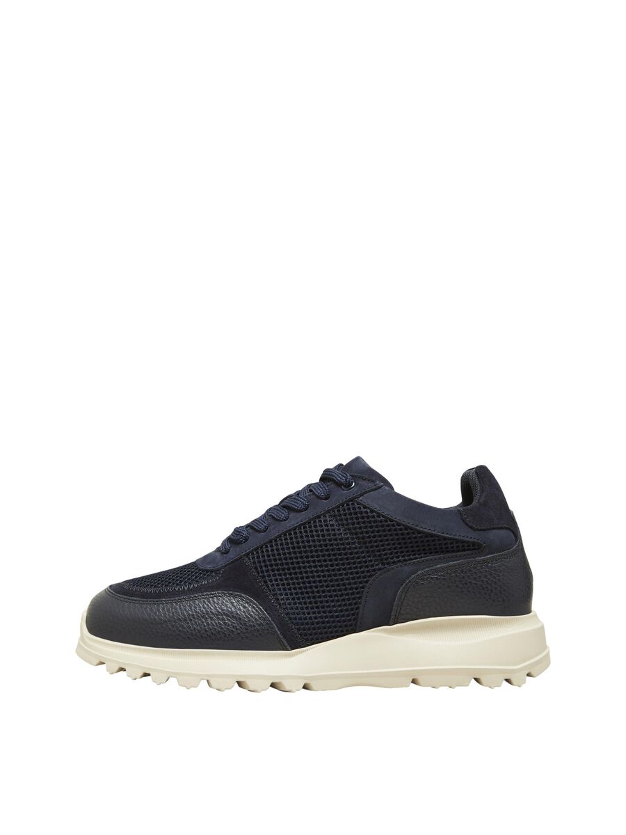Selected LEATHER AND MESH EVA SOLE TRAINERS, Dark Navy, highres - 16079216_DarkNavy_001.jpg
