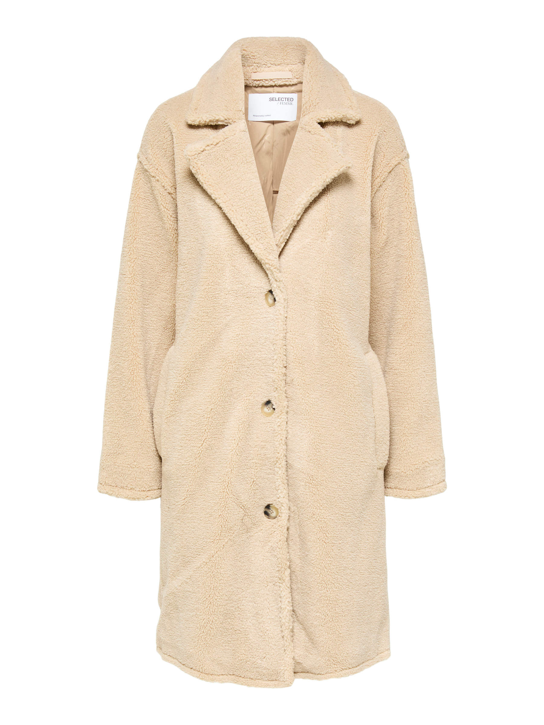 OVERSIZED TEDDY COAT Beige SELECTED FEMME