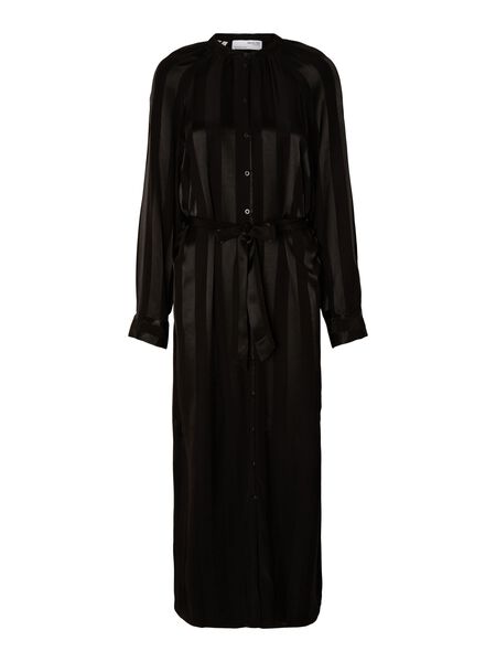 Selected SATIN SHIRT DRESS, Black, highres - 16092334_Black_001.jpg