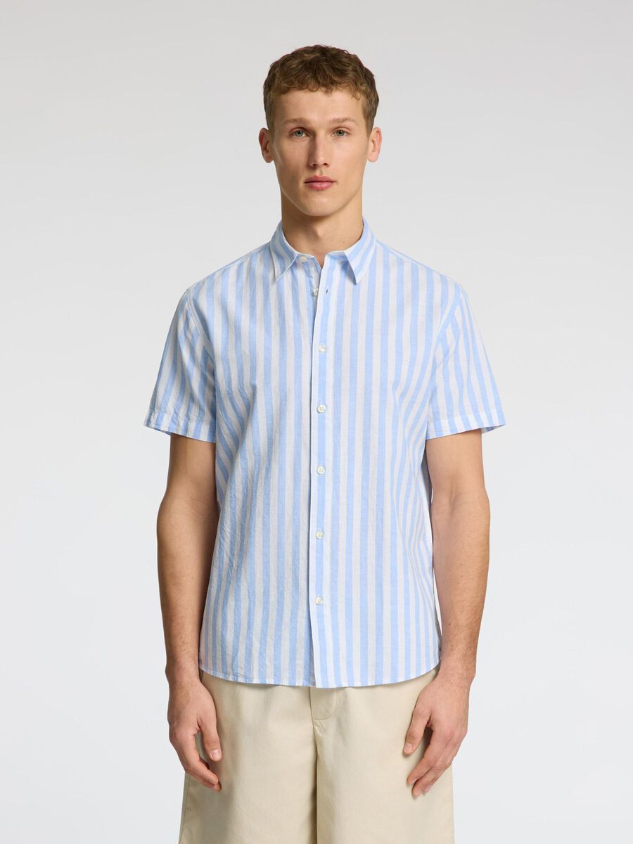 Selected MEZCLA DE ALGODÓN CAMISA DE MANGA CORTA, Cashmere Blue, highres - 16079053_CashmereBlue_847432_003.jpg