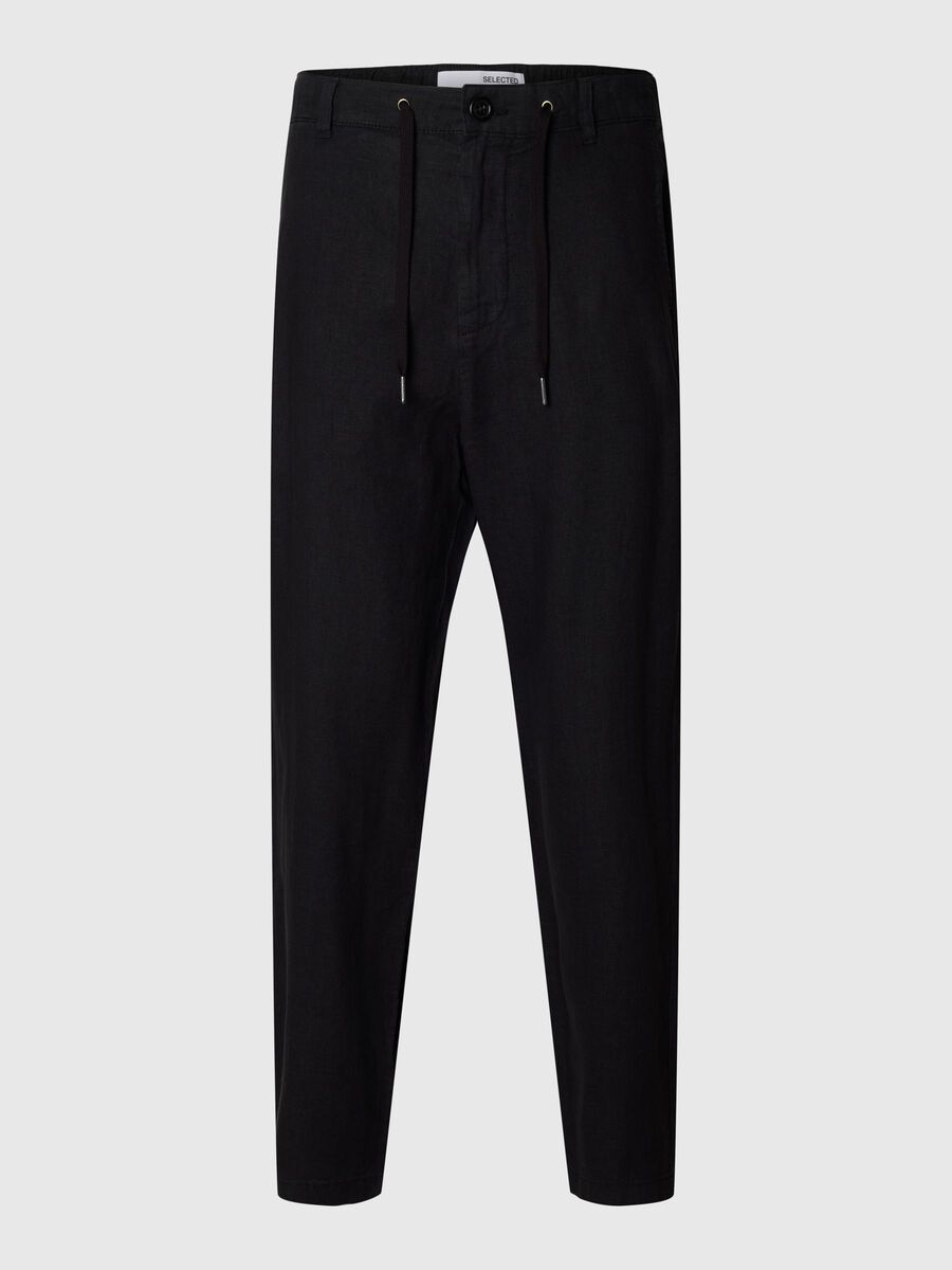 Selected LINNENMIX BROEK, Black, highres - 16093546_Black_001.jpg
