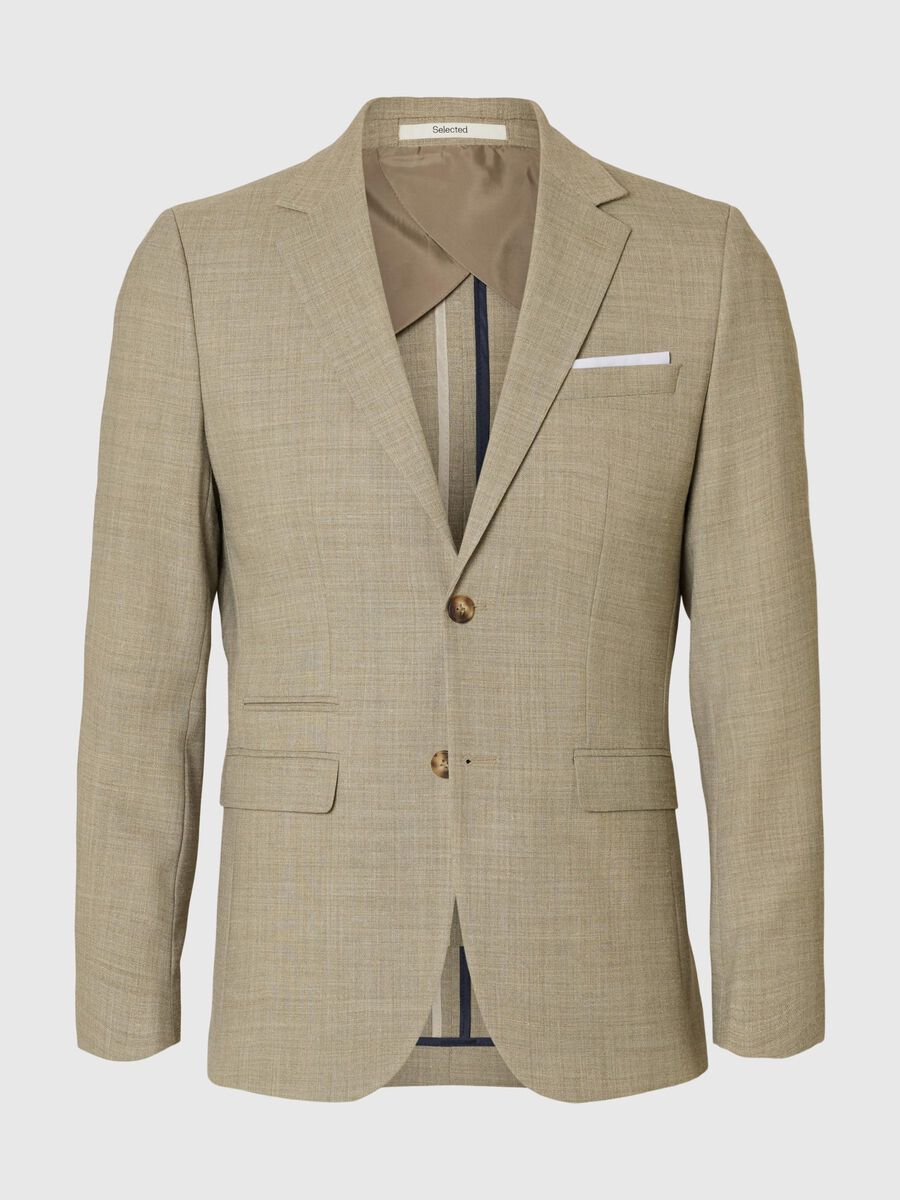 Selected SLIM FIT SINGLE-BREASTED BLAZER, Sand, highres - 16087870_Sand_001.jpg