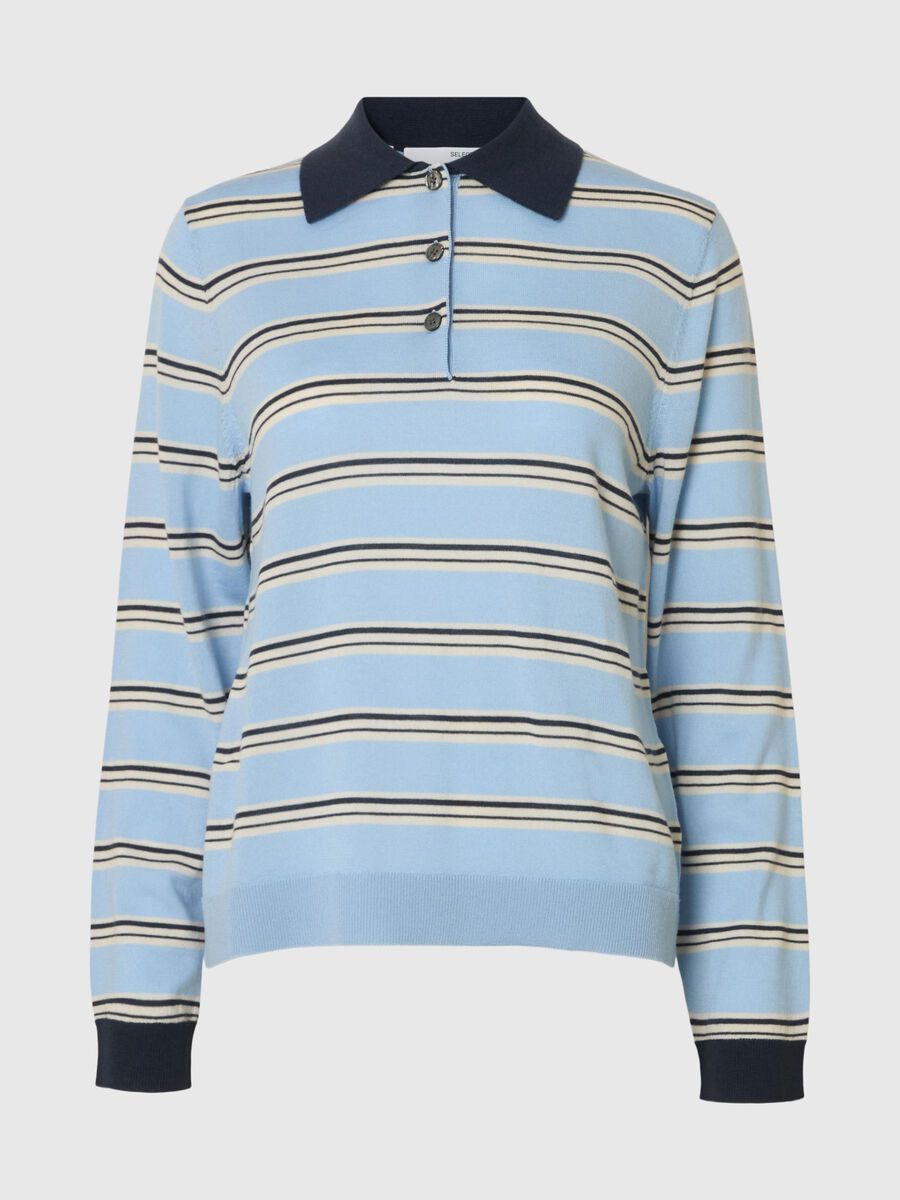 Selected 100% MERINO WOOL LONG-SLEEVED POLO, Cerulean, highres - 16099131_Cerulean_1216468_001.jpg