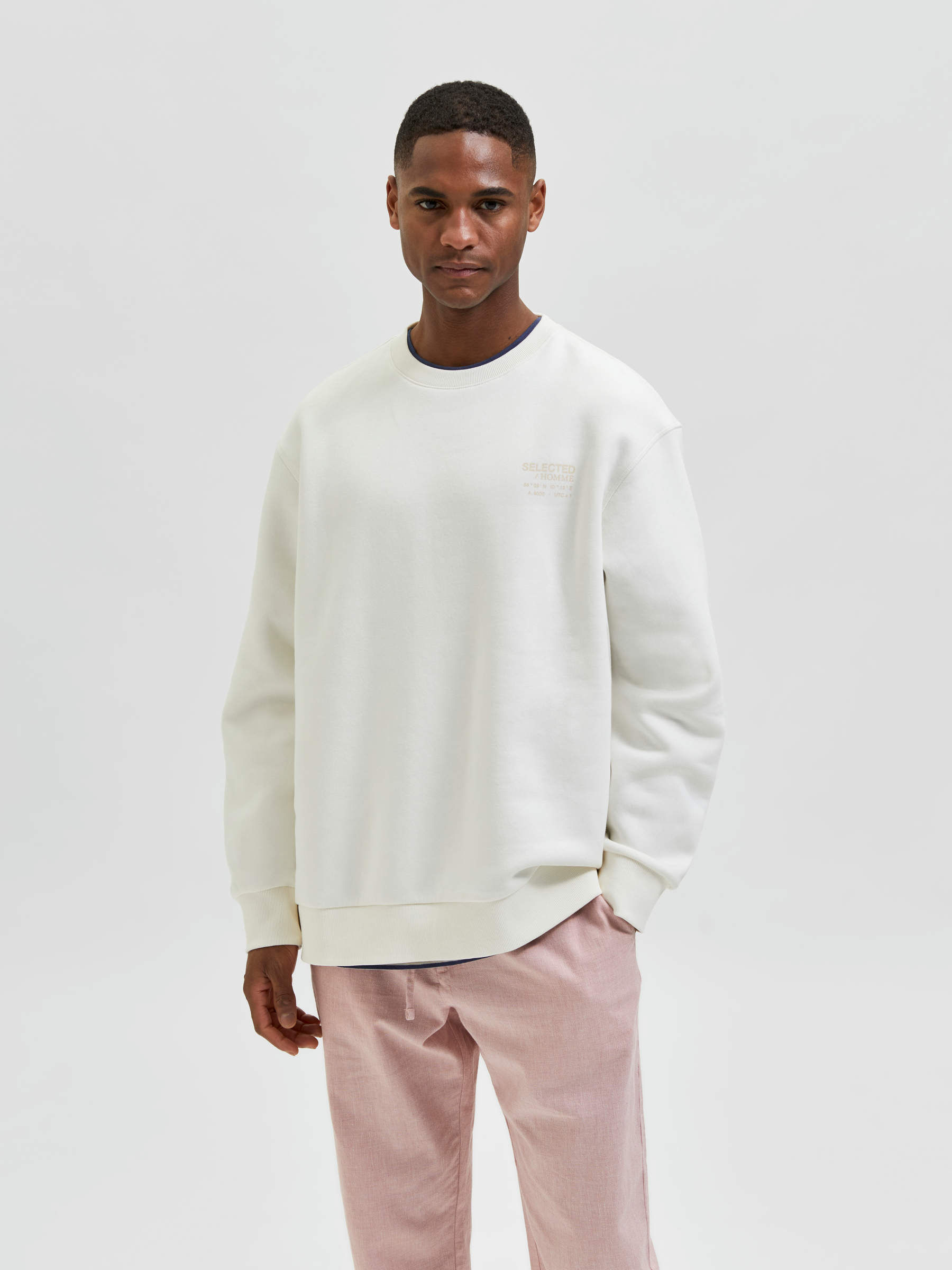 Beige CREW NECK SWEATSHIRT | Selected®