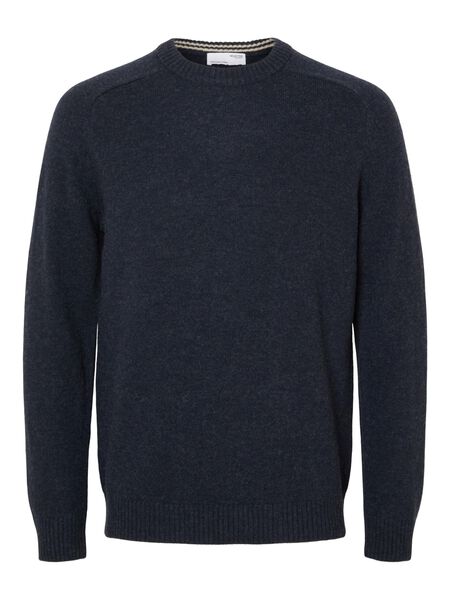 Selected CREW NECK KNITTED JUMPER, Dark Sapphire, highres - 16079780_DarkSapphire_853722_001.jpg
