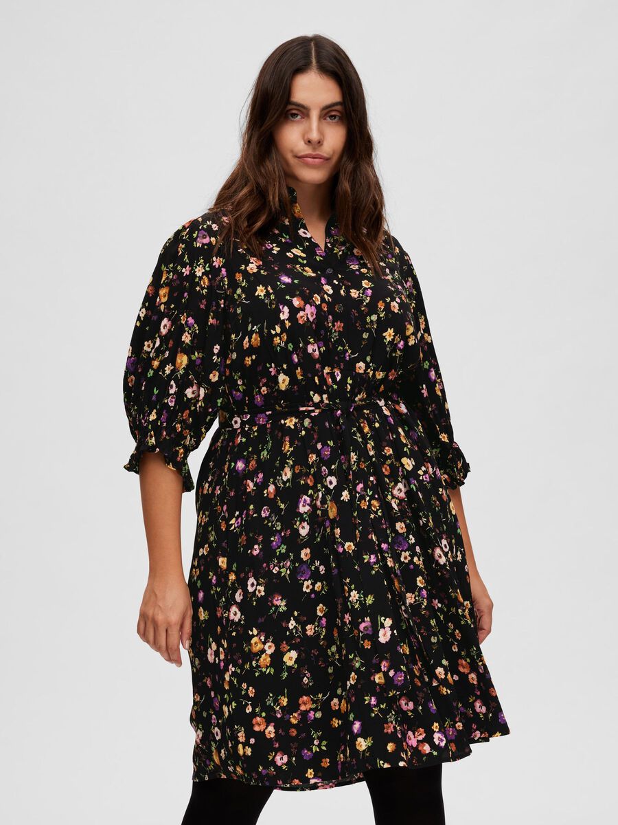Selected BLOMSTRET CURVE KORT KJOLE, Black, highres - 16088441_Black_1001663_003.jpg