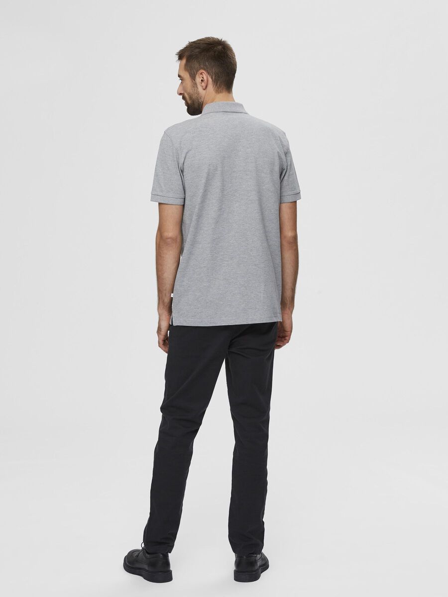 Selected KLASSISCHES POLO SHIRT, Medium Grey Melange, highres - 16077364_MediumGreyMelange_004.jpg