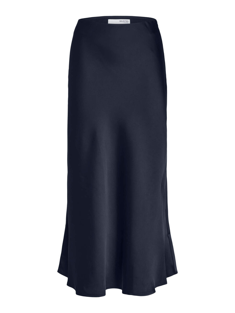 Selected SATIN MAXI SKIRT, Navy Blazer, highres - 16087941_NavyBlazer_001.jpg