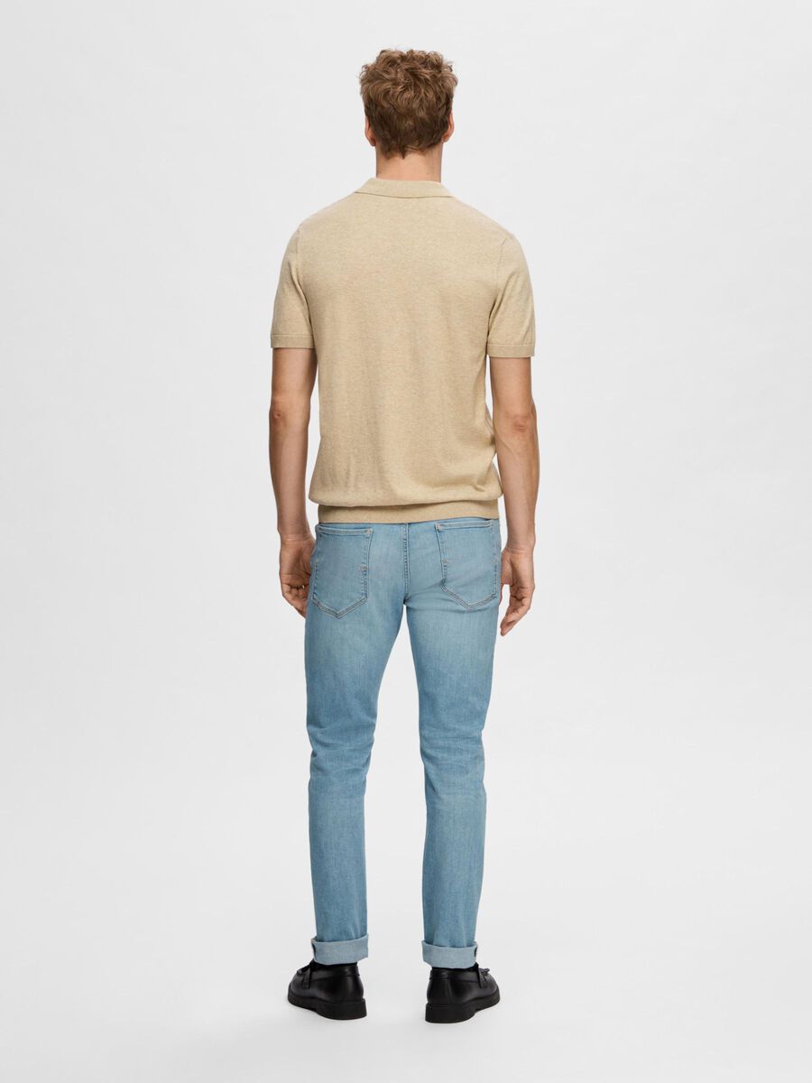 Selected KNITTED POLO SHIRT, Kelp, highres - 16092437_Kelp_1078017_004.jpg