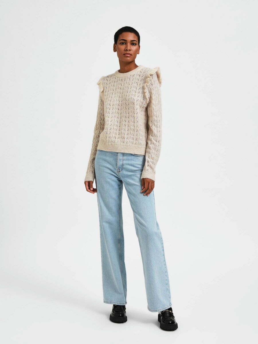 Selected FRILLED KNITTED PULLOVER, Birch, highres - 16087703_Birch_986915_005.jpg