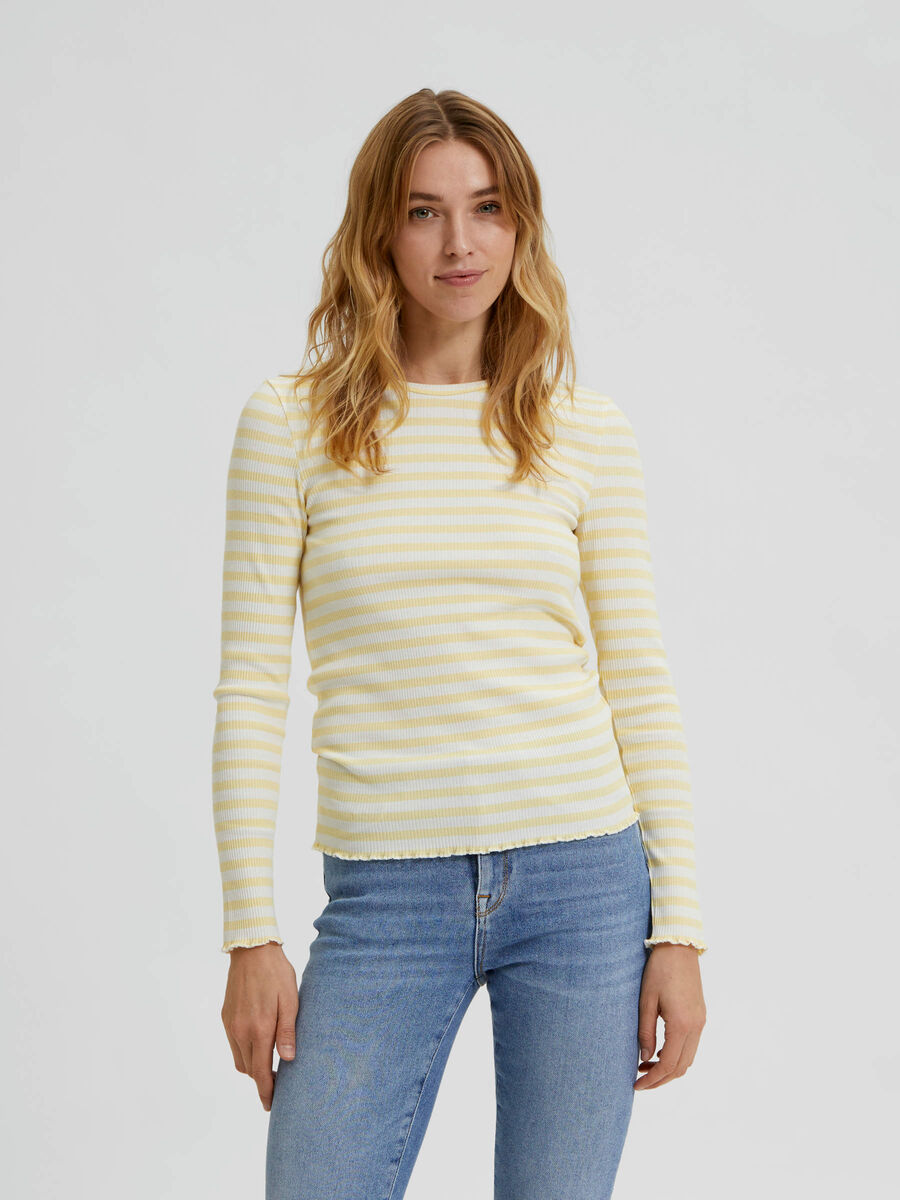 Selected STRIPED LONG-SLEEVED T-SHIRT, Double Cream, highres - 16077379_DoubleCream_820709_003.jpg