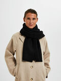 Selected KNITTED WOOL BLEND SCARF, Black, highres - 16086738_Black_003.jpg