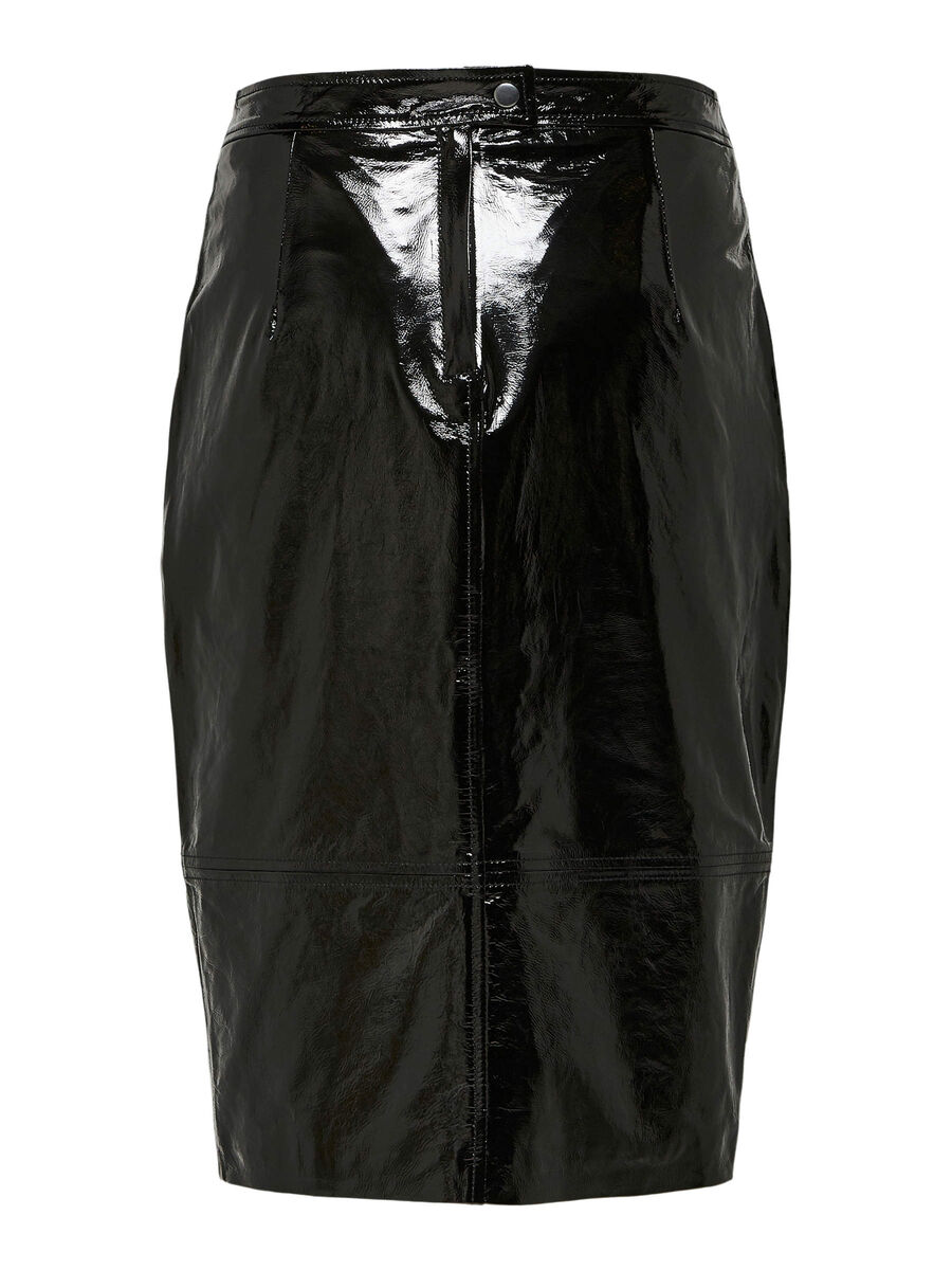 Selected PATENT LEATHER - MIDI SKIRT, Black, highres - 16070071_Black_002.jpg