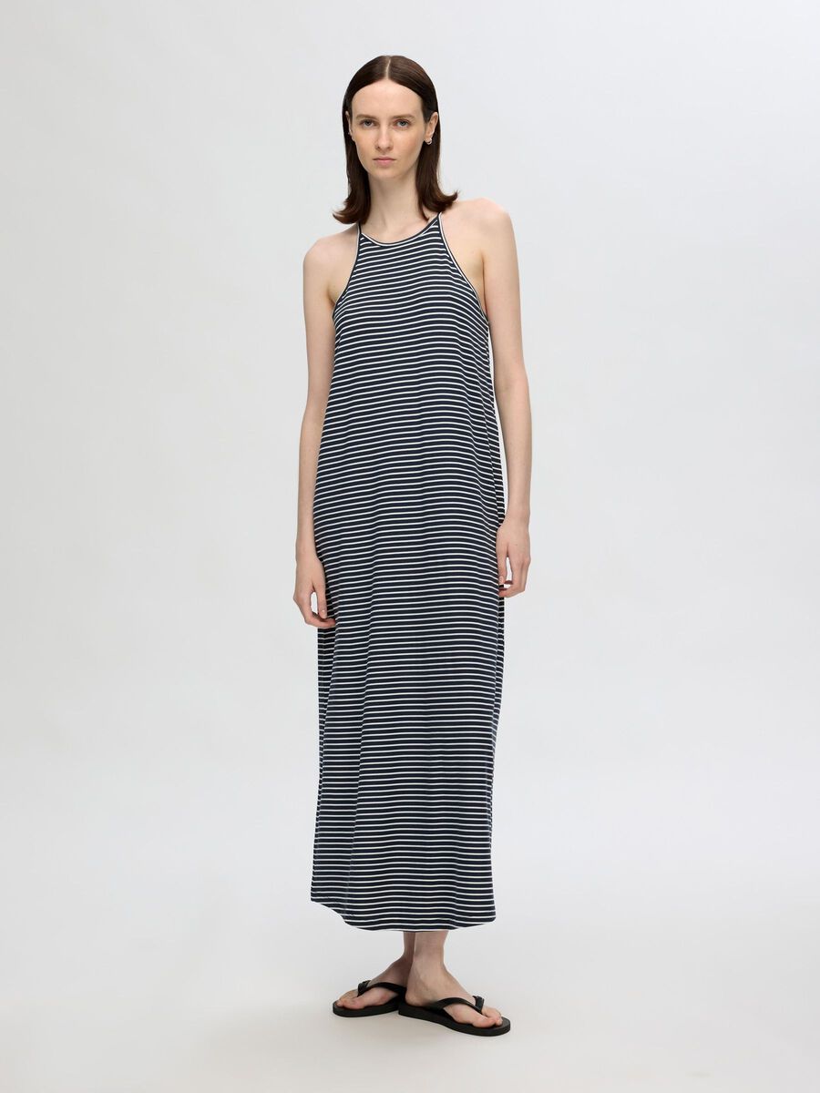 Selected GESTREEPT MAXI JURK, Dark Sapphire, highres - 16094079_DarkSapphire_1108722_003.jpg
