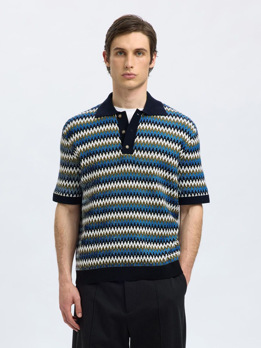 Selected SHORT SLEEVED KNITTED POLO SHIRT, Sky Captain, highres - 16100181_SkyCaptain_1238654_003.jpg
