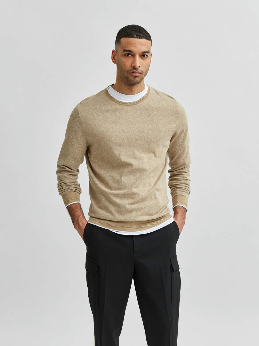 Selected ORGANIC COTTON CREW NECK KNITTED PULLOVER, Tree House, highres - 16079107_TreeHouse_843772_003.jpg